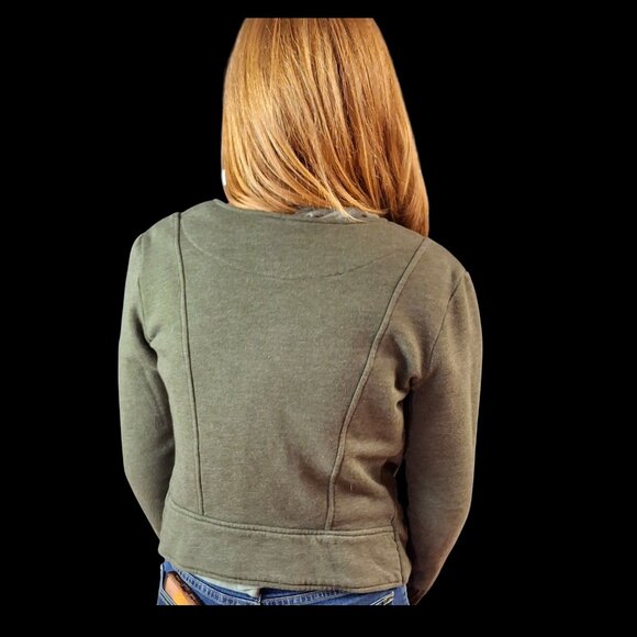 Athleta Belvadere Moto Jacket Green Quilted Softshell Zip Front Size M - Picture 3 of 11